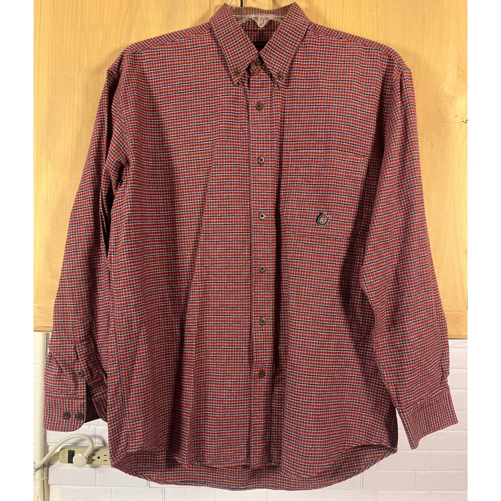 Roper Plaid Button Down Shirt Mens Medium Red Long Sleeve Cotton 301162643